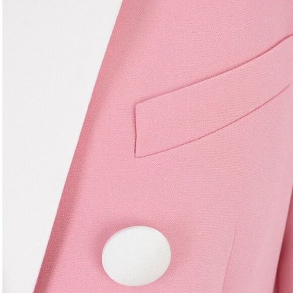 Balmain pink double breasted blazer. Luxe women designer tailored blazer sz 12Us - Picture 8 of 9